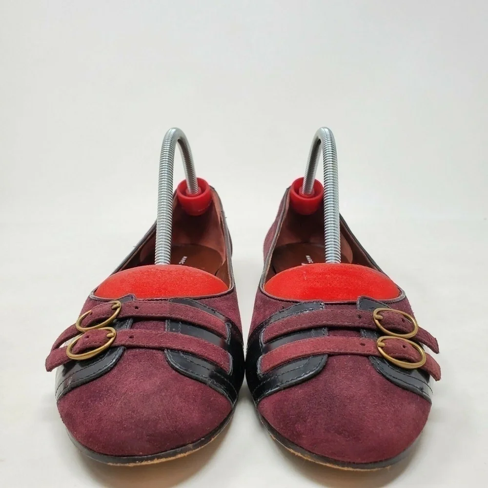 Marc By Marc Jacobs Suede Leather Ballet Flats Maroon Size 37.5 7.5